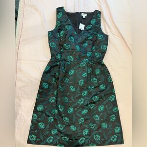 J. Crew Black and Teal Floral Midi Dress